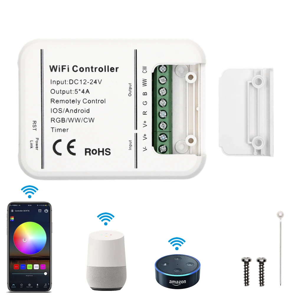 Wifi 5 каналы RGBW/WW/CW Светодиодный регулятор линейного светильника управление