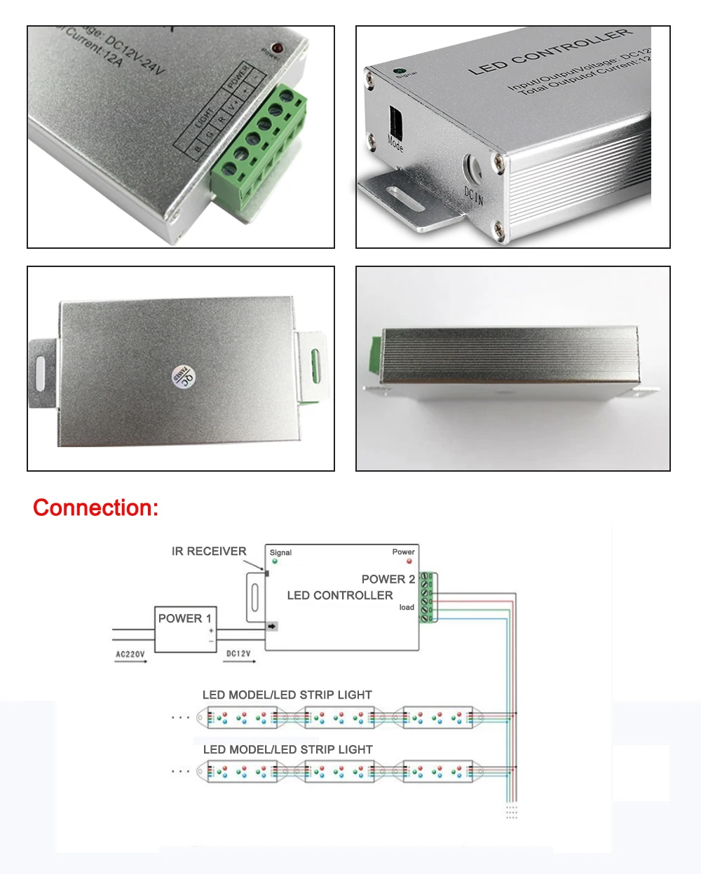 RGB контроллер для светодиодной ленты SMD3528 144/10 м 12 В постоянного тока 24 клавиши 44 ИК