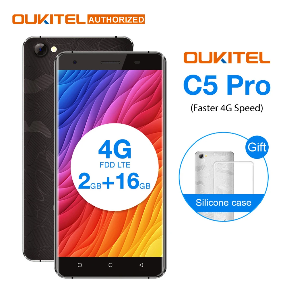 Восстановленный Смартфон OUKITEL C5 PRO 5 0 дюймов Android 6 4G 2 ГБ + 16 Гб MTK6737 четырехъядерный
