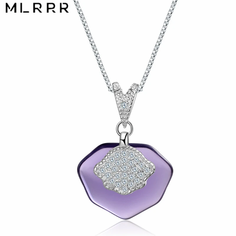 MLRRR Sterling 925 Silver Jewelries Elegant Simply Red / Pink Purple Crystals Pendant for Necklace Chain and DIY | Украшения и