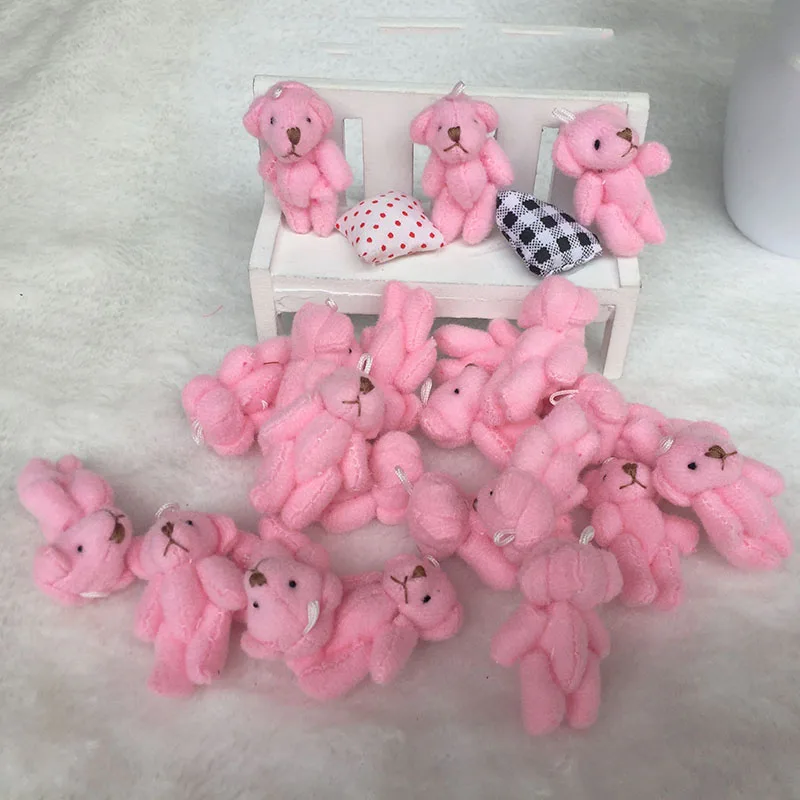 Pink Teddy Bear 100 шт./лот/партия плюшевый мишка плюшевые игрушки Tedy Bear 4,5 см мягкие игрушки для детей Kawaii Плюшевые игрушки Мягкие животные плюшевый мишка подарки J10701 - Цвет: Pink Teddy Bear