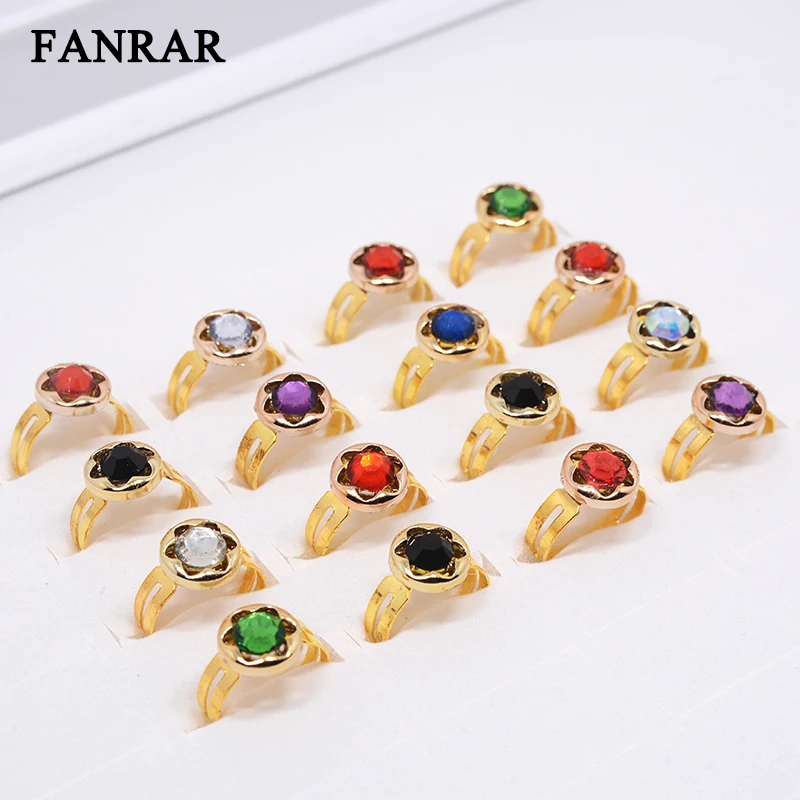 Оптовая продажа 12 шт. Детские кольца с имитацией драгоценных камней и стразами