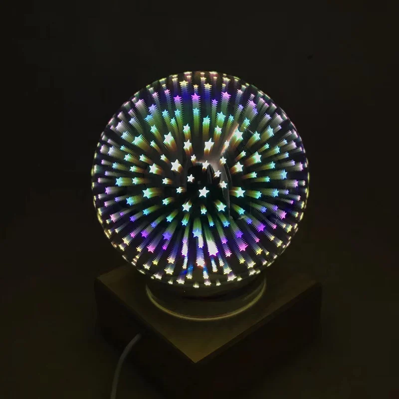 Model E Светодиодный ночной Светильник Новинка Настольная лампа 3D Романтический настольная лампа Настроение Ночной светильник Стекло мяч деревянная основа идеально подходит для Рождественское украшение светильник - Испускаемый цвет: Model E