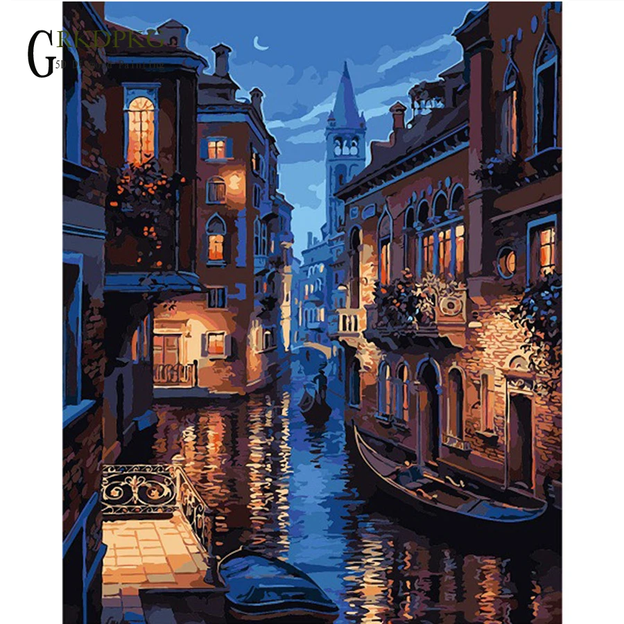 

GRKDPKJ Diamond Embroidery Cross Stitch Landscape Full Square Picture Rhinestones Mosaic Street Scenery Diamond Painting 5D diy