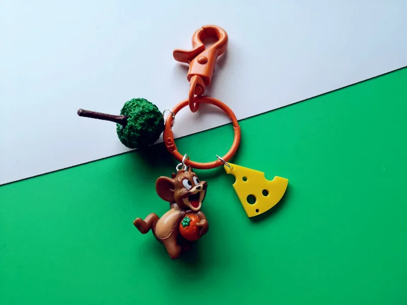 Милый мультфильм 3D Аниме том Кот и Джерри брелок с мышью для женщин Девушка Сумка кошелек талисманы фигура сыра декоративные брелоки
