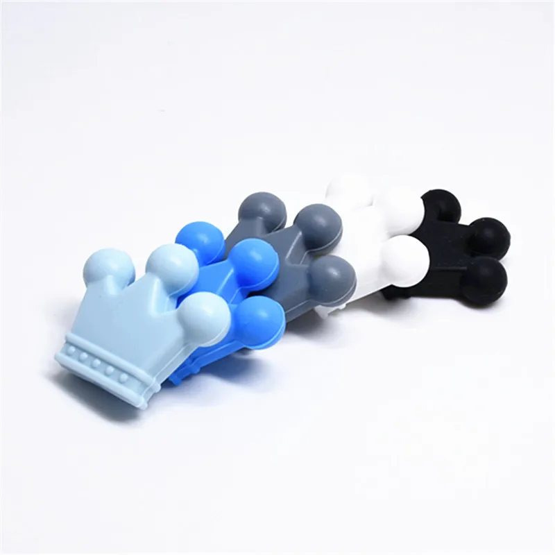 Cuentas de corona de silicona para mordedor de beb&eacute;, collar de dentici&oacute;n infantil sin BPA, accesorios para chupete de reci&eacute;n nacido, cadena DIY, juguete de ducha, 10 Uds.-3