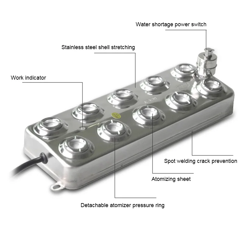 Ультразвуковой распылитель тумана с 10 головками для лица промышленный аэромист