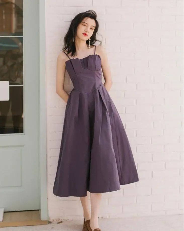 Женский летний Однотонный сарафан без рукавов на тонких бретельках | Женская