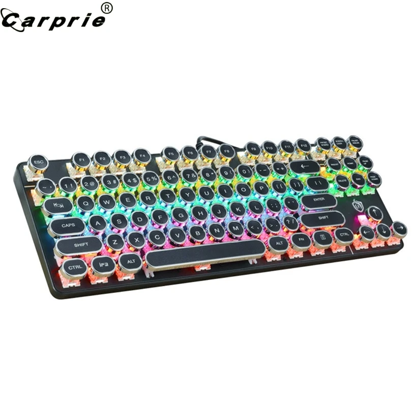 CAPRPIE проводной 87 клавиш панк светодиодный подсветка игровая клавиатура USB механические клавиатуры Металл геймер для ноутбука 90301