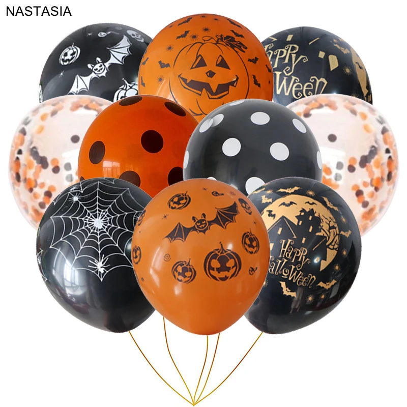 NASTASIA 10 шт./лот латексный шар для Хэллоуина 12 дюймов черный оранжевый праздничный