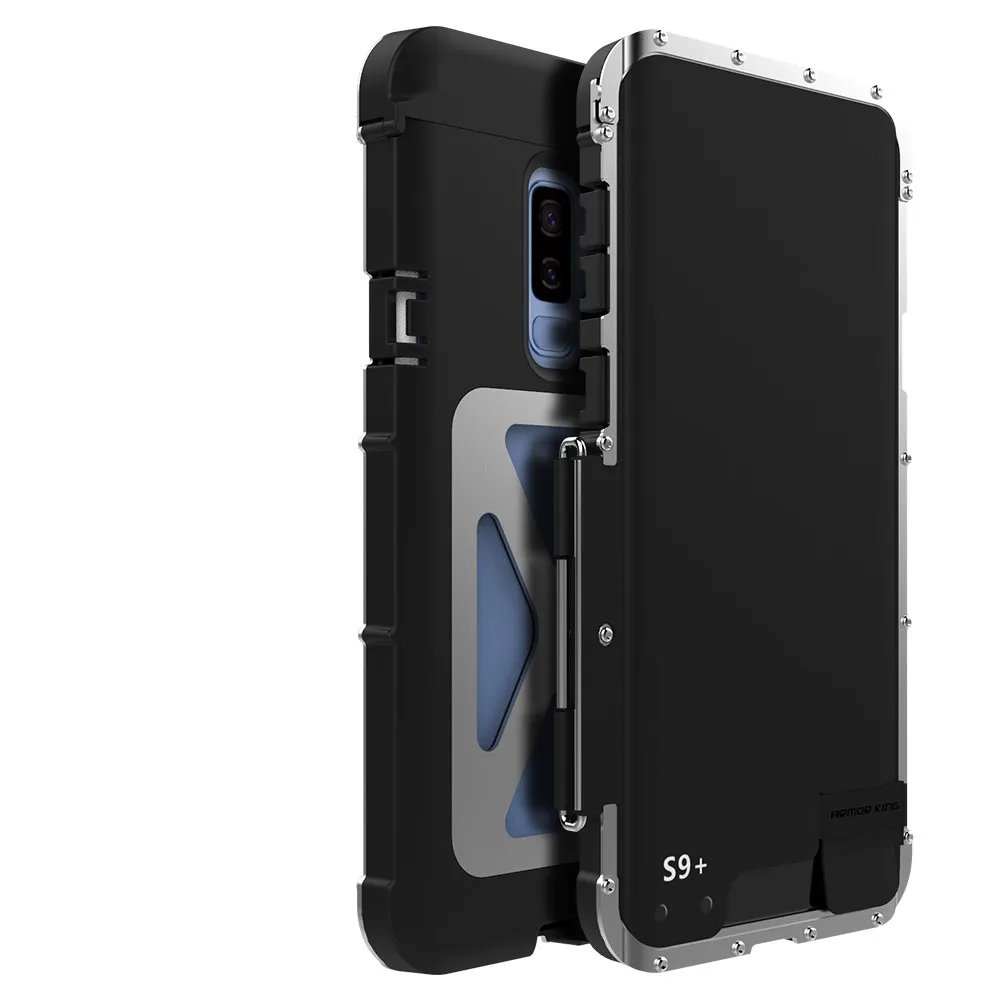 Silver black R-JUST противоударный чехол для samsung Galaxy Note 8 9 S8+ S9 S9+ откидной Алюминиевый металлический защитный чехол для телефона King iron man 360 - Цвет: Silver black