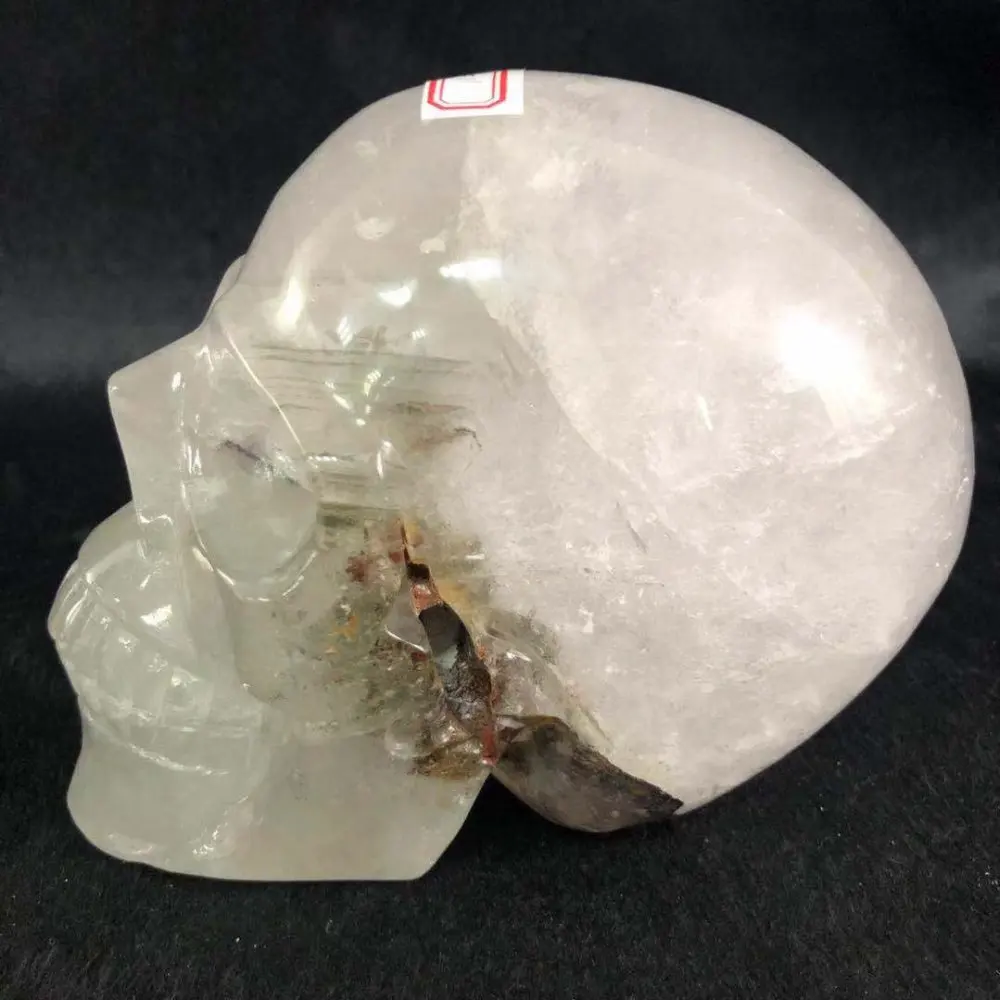 2 8 кг Натуральный прозрачный кварцевый череп зеленый фантомный Камень Кристалл