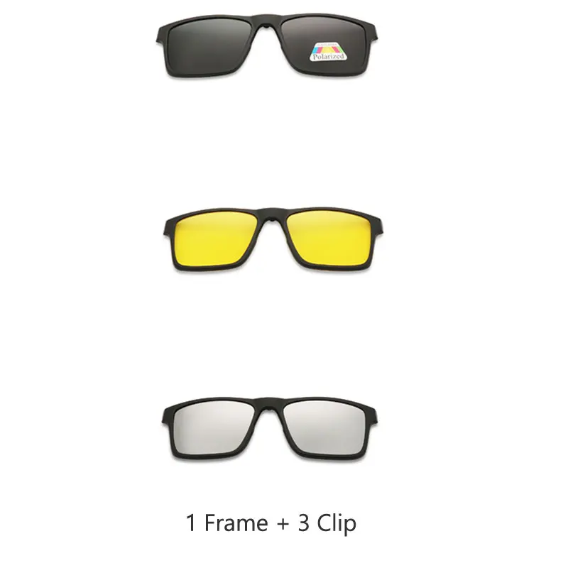 1 Frame 3 sun cover Винтажные поляризационные мужские Солнцезащитные очки женские 5 в 1 Набор очков TR90 оптические оправы по рецепту очки Корректирующие UV40 - Цвет линз: 1 Frame 3 sun cover