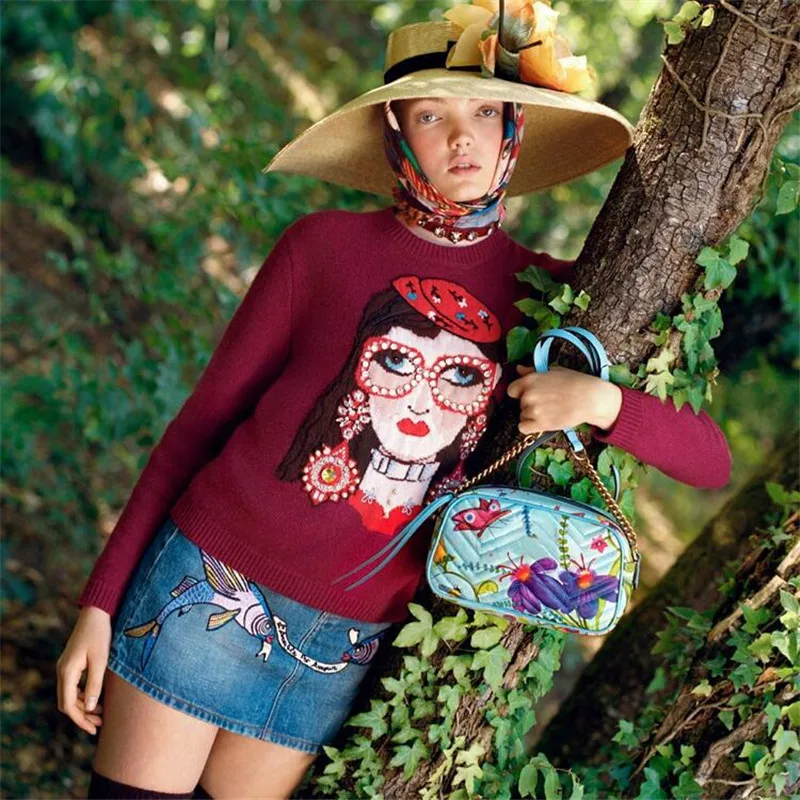 Взлетно-посадочной полосы шерсти брендовый свитер Для женщин характер Интарсия