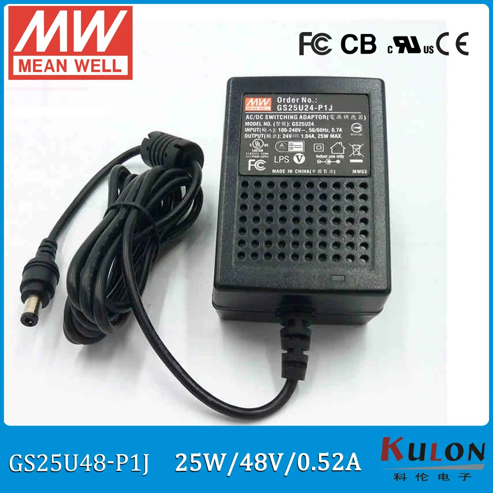 Оригинал MEAN WELL GS25U48-P1J 25 Вт а 48 В meanwell промышленный настенный адаптер уровня в 2 полюса штепсельная вилка США