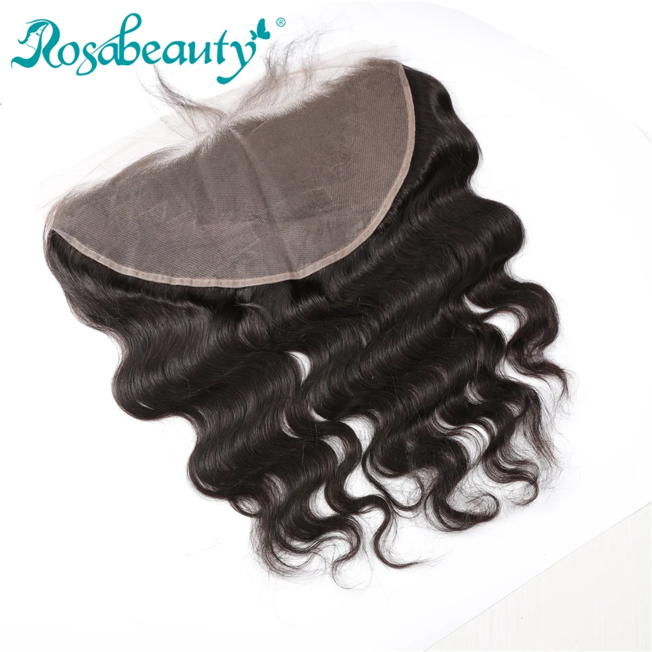 Rosabeauty натуральные волнистые бразильские волосы кружева фронтальной 13X6 уха до Часть Кружева Закрытие цельнокроеное платье человеческих волос девственницы
