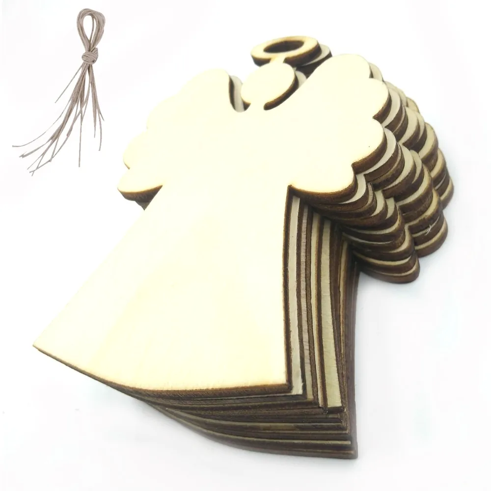 10pcs 85*59cm Unfinished Unpaid Wood Angel Rustic Tags Christmas Decor Gift Hanging Tree Wedding Decoration | Дом и сад