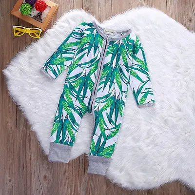 2016 осенне зимний детский комбинезон с бамбуковыми листьями для маленьких