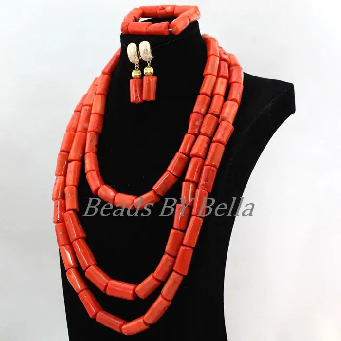Набор украшений для женщин из африканских коралловых бусин набор оранжевое и