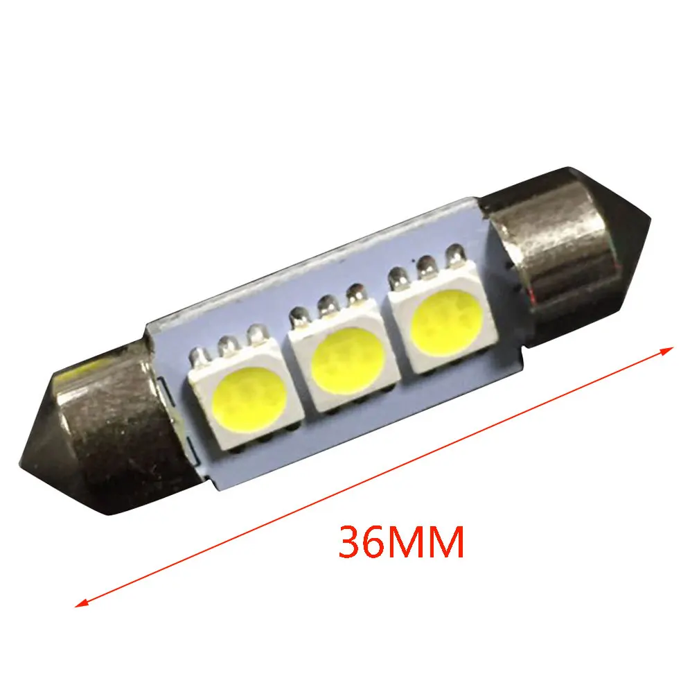 10 шт. 36 мм 3 SMD 5050 светодиодная лампа для автомобильного интерьера Festoon Dome