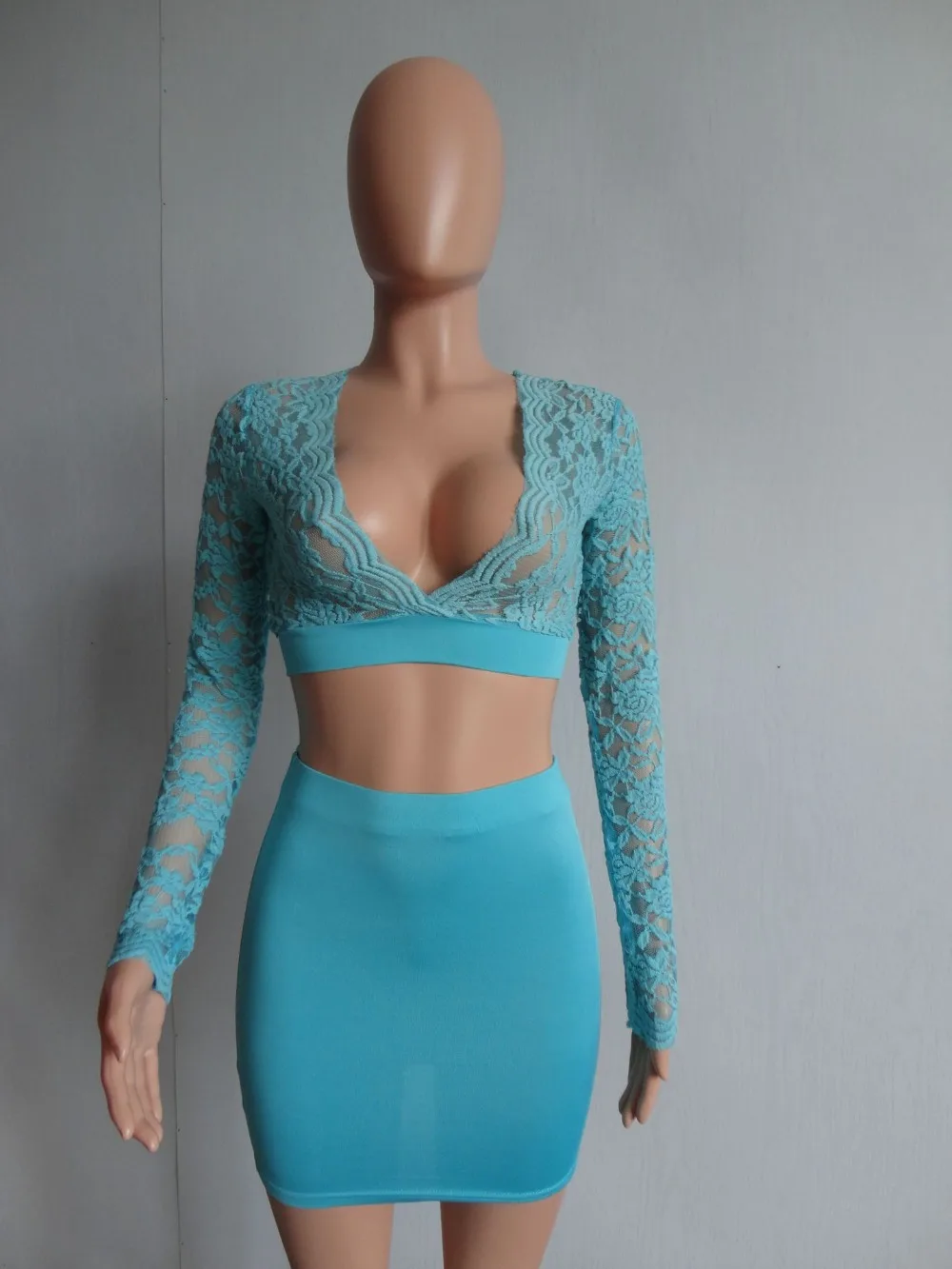 Ruby's Closet кружевной кроп Топ Мини юбка Женский комплект из двух предметов с