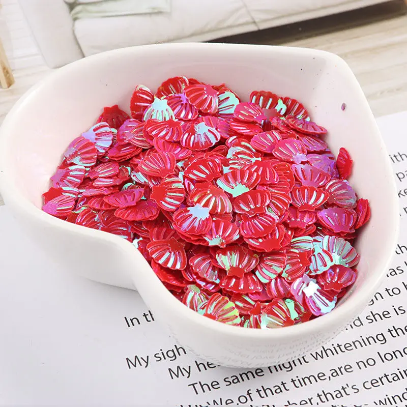 AB Red 10g/pack 7mm Sea Shell Sequins Paillettes Sewing Material,Wedding Craft,Women Garment Kids DIY Accessories - Color: AB Red