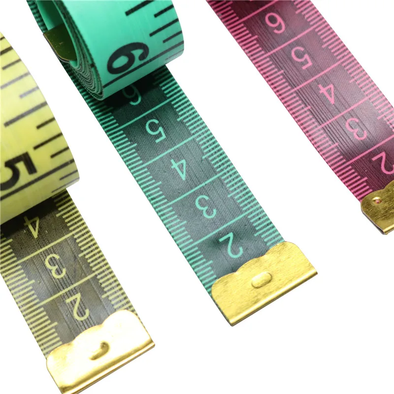 1 Pcs Soft Feet Length150cm/ Width 2cm/ Green Yellow Pink Mix Round Plastic Box Packaging Multi-function Measuring Ruler | Канцтовары