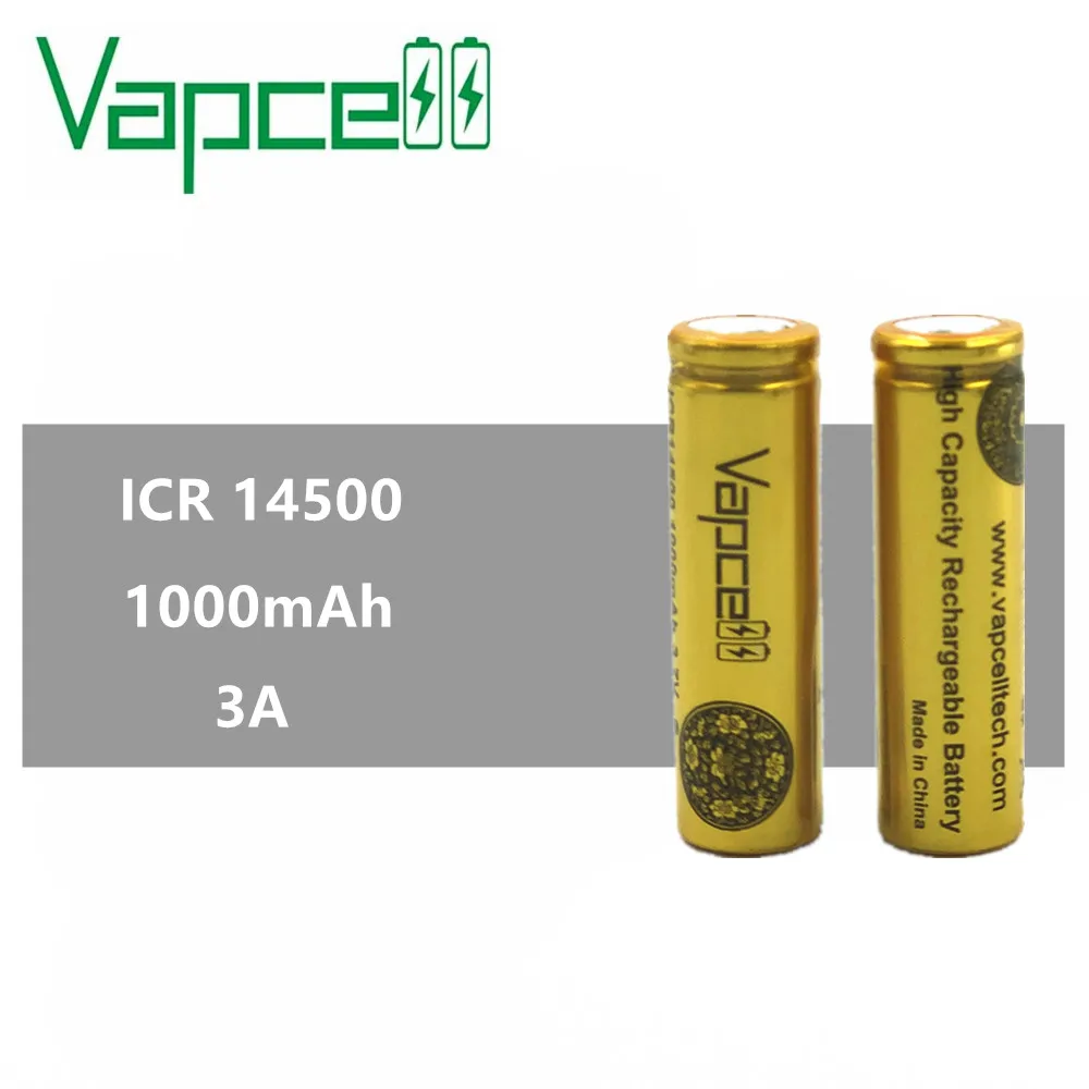Оригинальный аккумулятор Vapcell 14500 1000 мА · ч 3 А ICR14500 ICR для фонарей маленькие