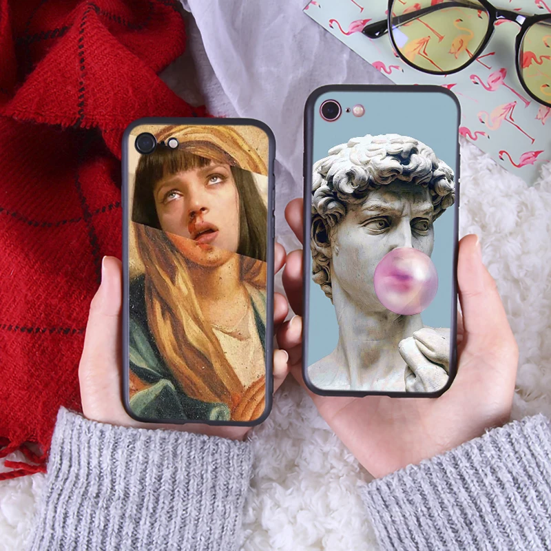 David Art Printing Phone Case for iPhone 6 6s 7 8 Plus X XR XS Max European Soft Cover Luxury Silicone Cases |
