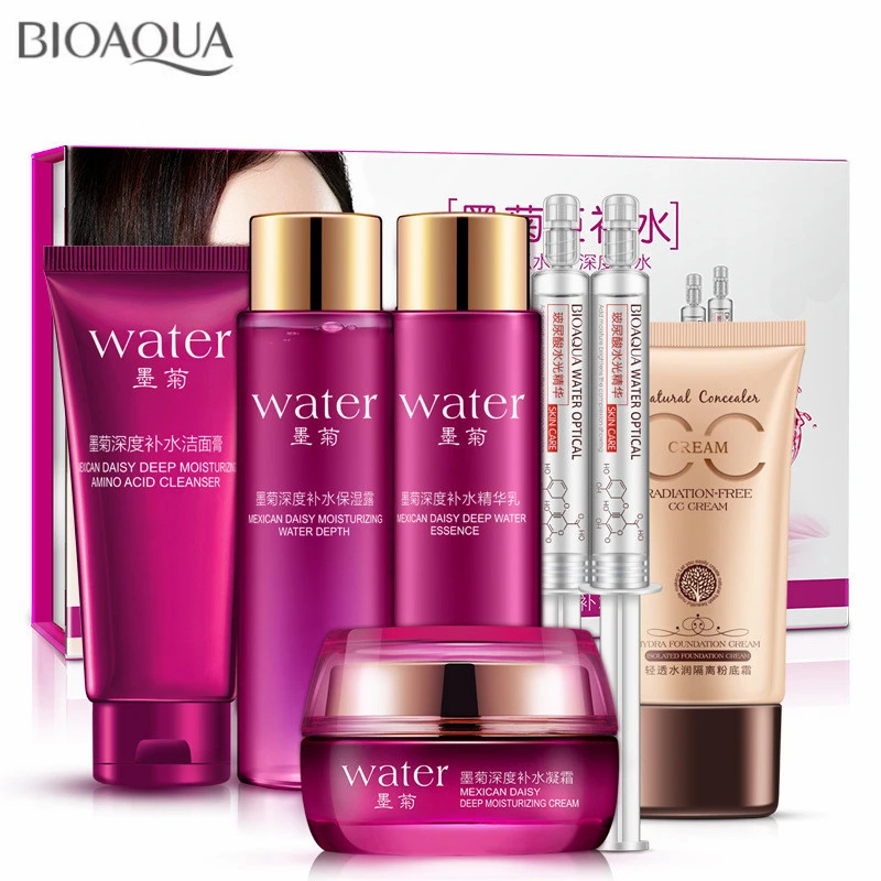 

7 шт. черный Хризантема глубокое увлажнение набор по уходу за кожей Отбеливающий Крем для лица против морщин Гиалуроновая кислота эссенция ...