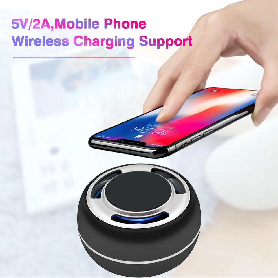 Mini Bluetooth Speaker Portable Wireless speaker Sound System with microphone loudspeaker support wirless charger for phone | Электроника