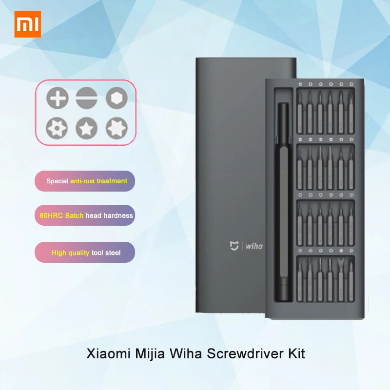 Original Xiaomi Mijia Wiha Daily Use Screwdrive Kit 24 Precision Magnetic Bits Screw Driver Set AL Box xiao mi Smart Home #B3 |