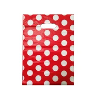 100pcslot 25x35cm dots design red big plastic gift bag boutique gifts clothing packaging plastic shopping bags with handle