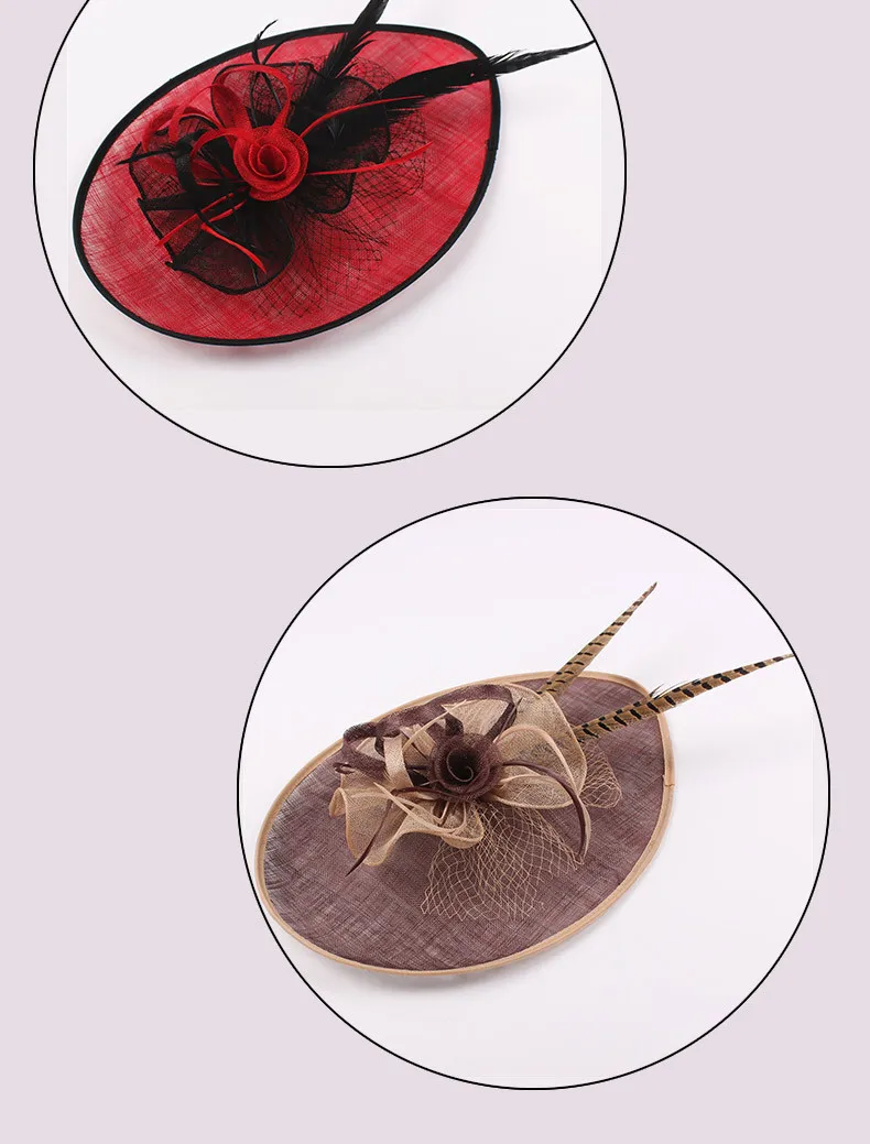 Супер Большое винтажное украшение с перьями Sinamay Hat Hairband Мода для женщин Sinamay повязки на голову чайные вечерние свадебные головные уборы