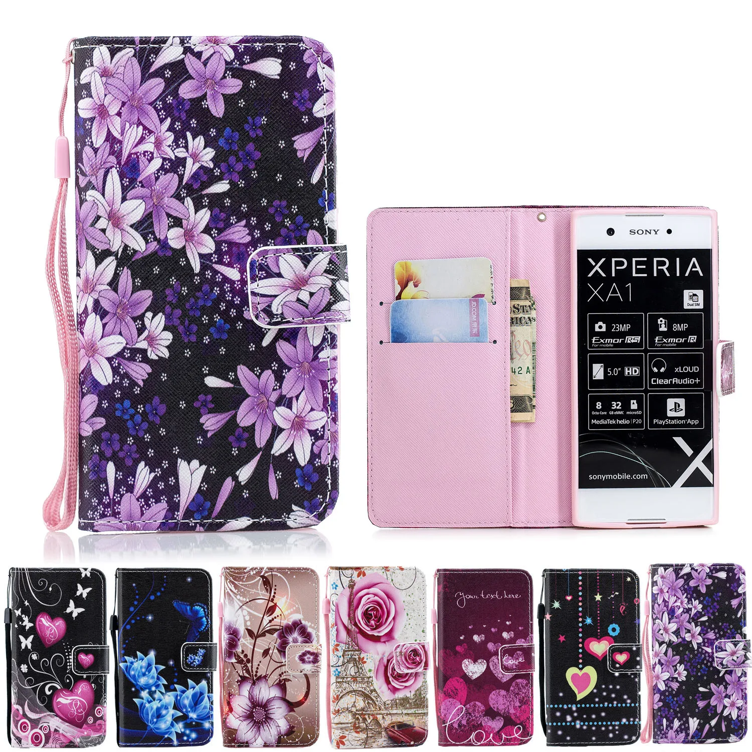 Кожаный чехол для телефона бумажник Sony L1 L2 Xperia XA1 XA2 XZ1 XZ2 XZ3 Compact XA3 Ultra XZ Premium