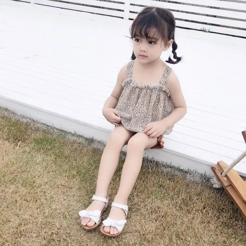 Летняя блузка для девочек с леопардовым принтом шифоновый топ на бретелях