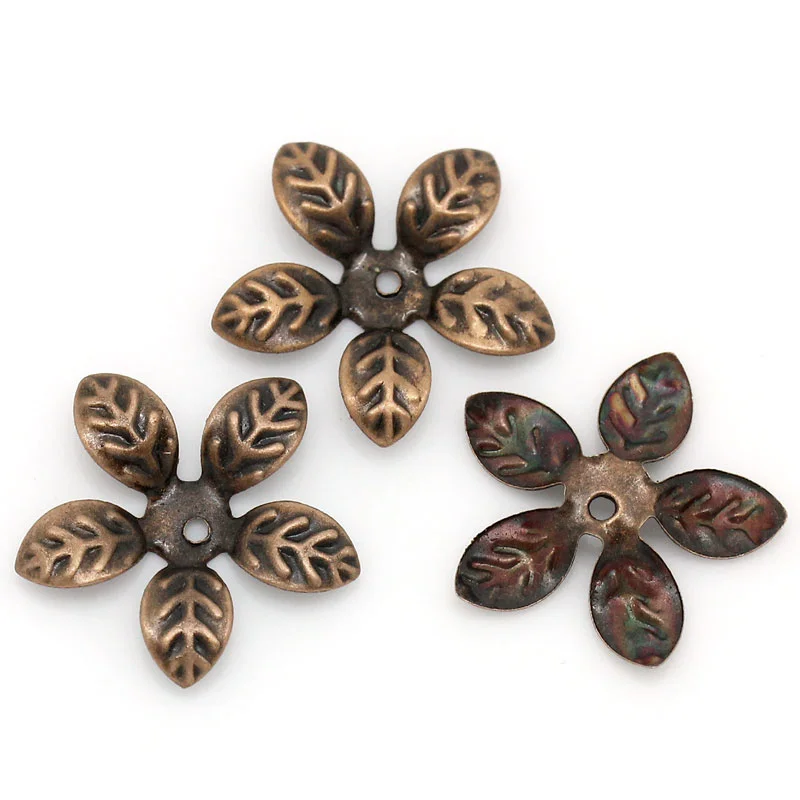 8SEASONS Bead Caps 5 Petals Flower Antique Copper (Fits 20mm Beads) 14x14mm 500PCs (B27238) | Украшения и аксессуары