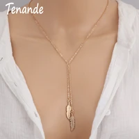 tenande new fashion punk long sweater gold color leaves choker necklaces pendants for women jewelry charm chain bijoux collier