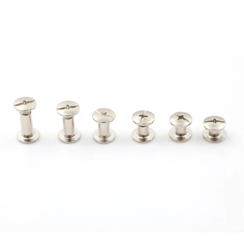 

20pcs Nickel Binding Chicago Screws Leather Craft Belt Wallet Solid Brass Nail Rivets Screws Bags accessories tacks clothes