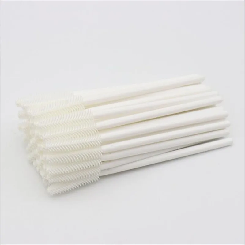 full white 100 pcs 100/200 шт. силиконовые одноразовые щеточки с тушью для ресниц палочки Аппликатор для ресниц гребень кисти для макияжа ресниц Клей снятие тампон микро щетки - Handle Color: full white 100 pcs