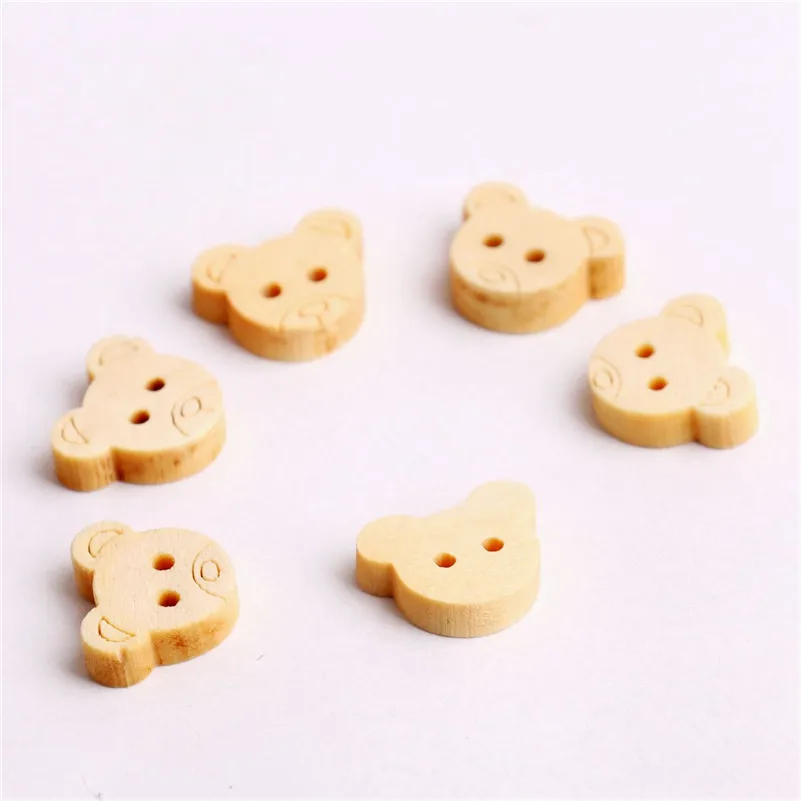 Деревянные пуговицы в виде медведя естественный цвет для кукол одежды женской