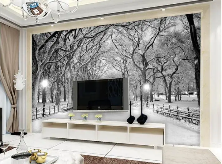 Настенные 3d обои на заказ Нетканая настенная наклейка черно-белая деревянная