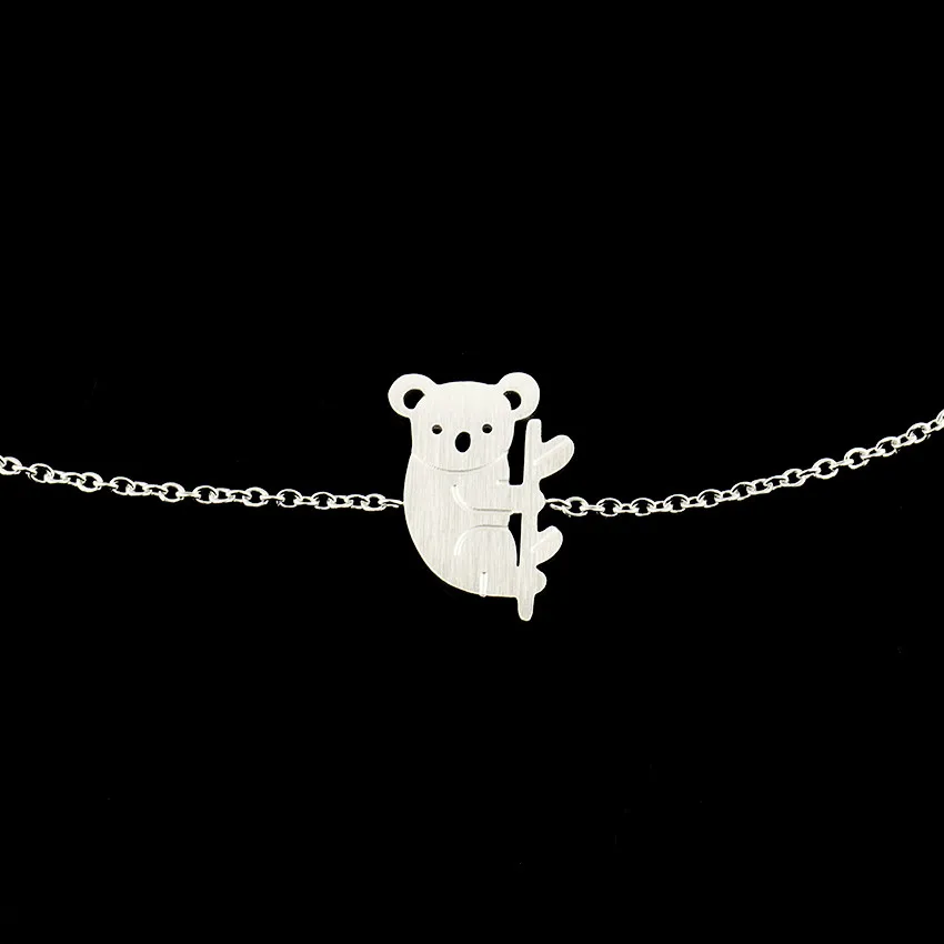 GORGEOUS TALE Cute Australia Koala Christmas Gift Lobster Clasp Punk Decorations Women Bracelet Animal Adjustable Hand Chain - Окраска металла: Посеребренный