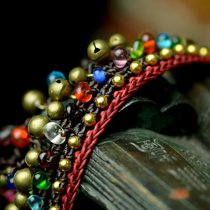 

charm bangle bohemian wrap bracelet for women color natural stone copper bell and beads chain ethnic boho jewelry vinatge 2018