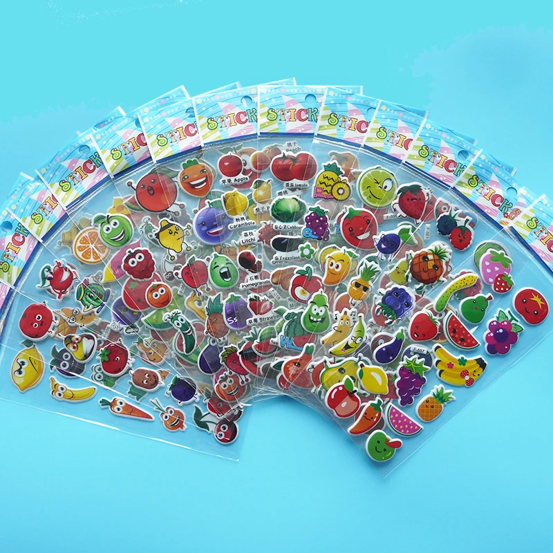 14 листов/партия фрукты пузырьки пышные наклейки Мультяшные детские игрушки для