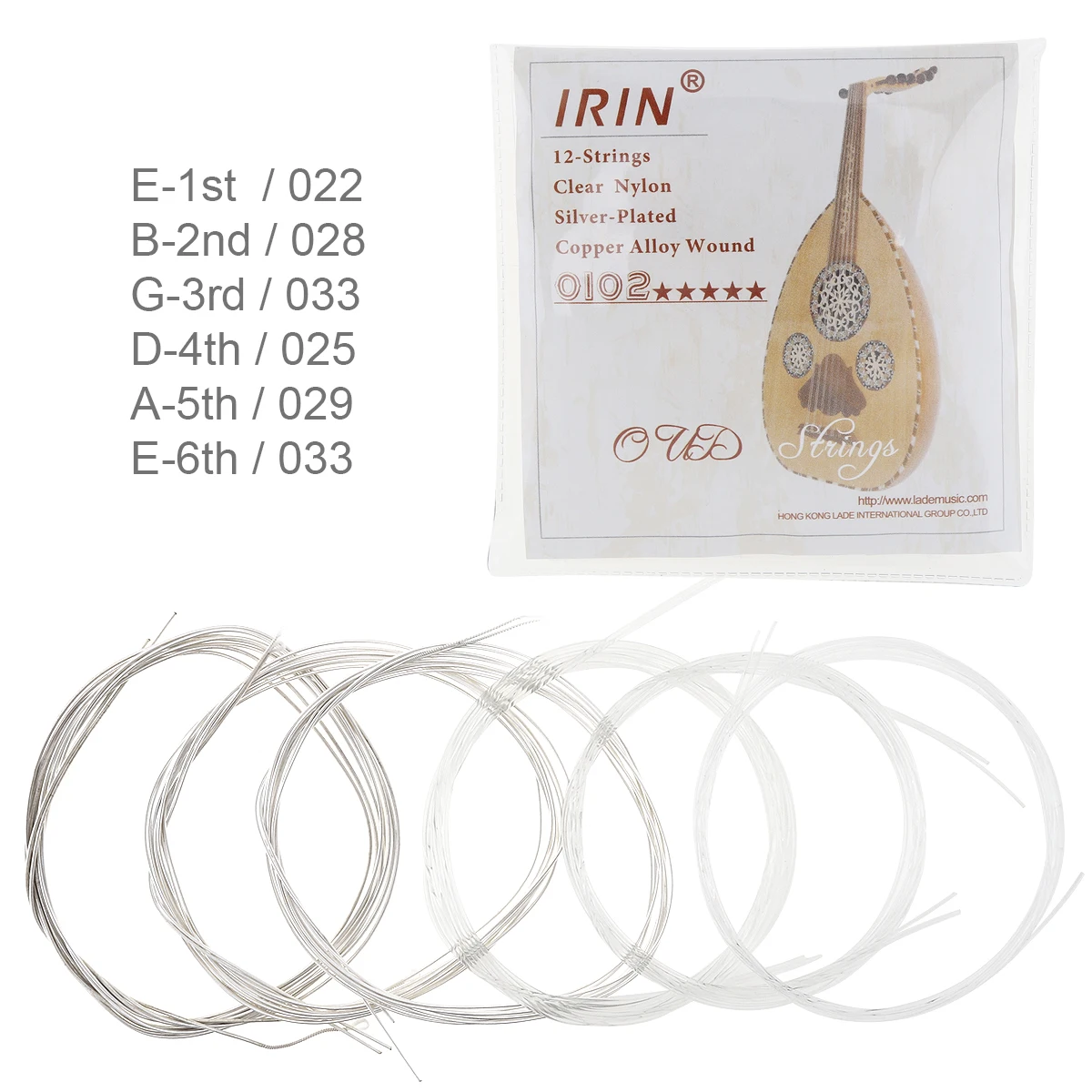 6 шт./лот Oud String 022-033 дюймов Прозрачный нейлон посеребренный медный сплав с полным ярким оттенком