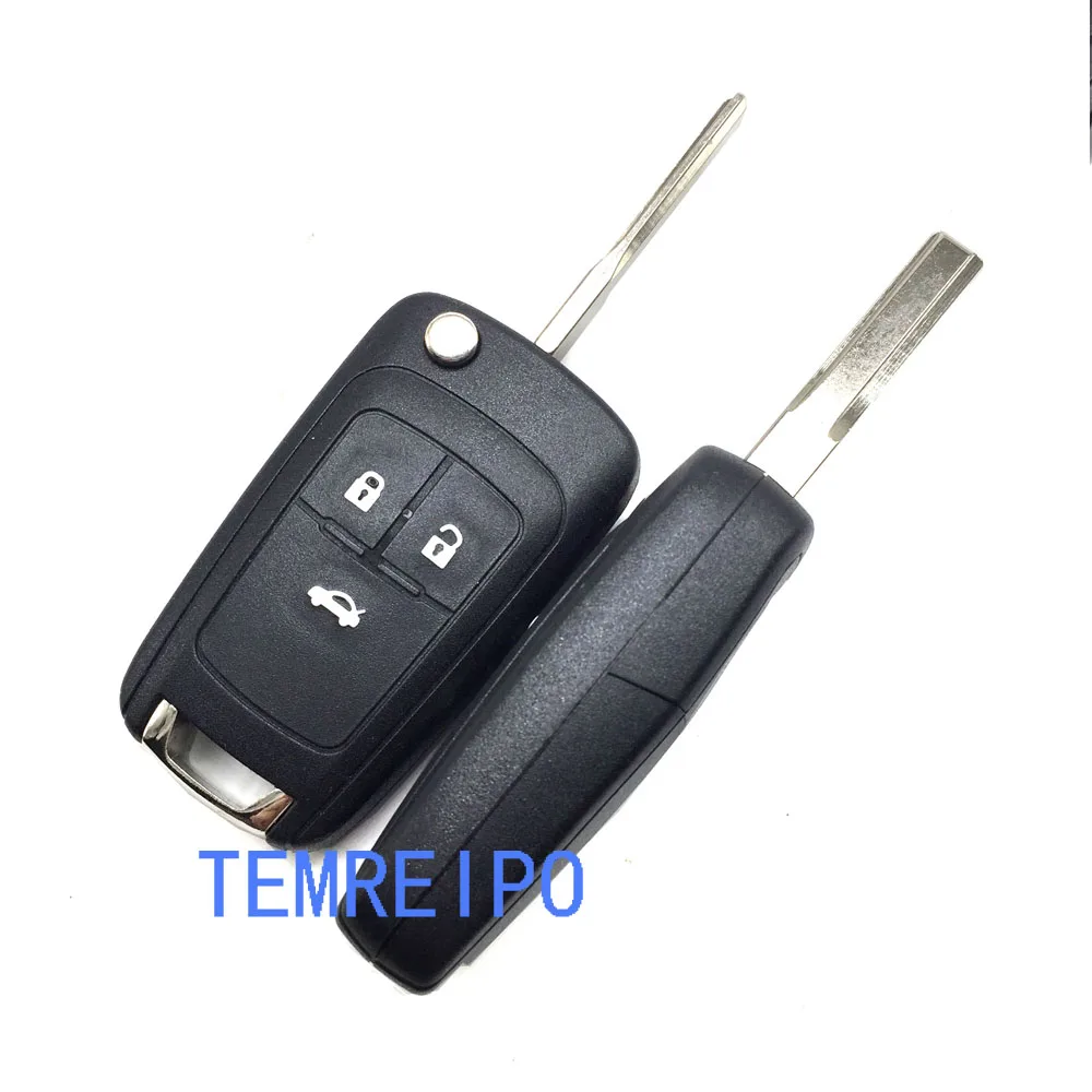 

Refit Car Key Case Shell fits for CHEVROLET 3 buttons Spark Flip Remote Key Fob car key blank uncutblade