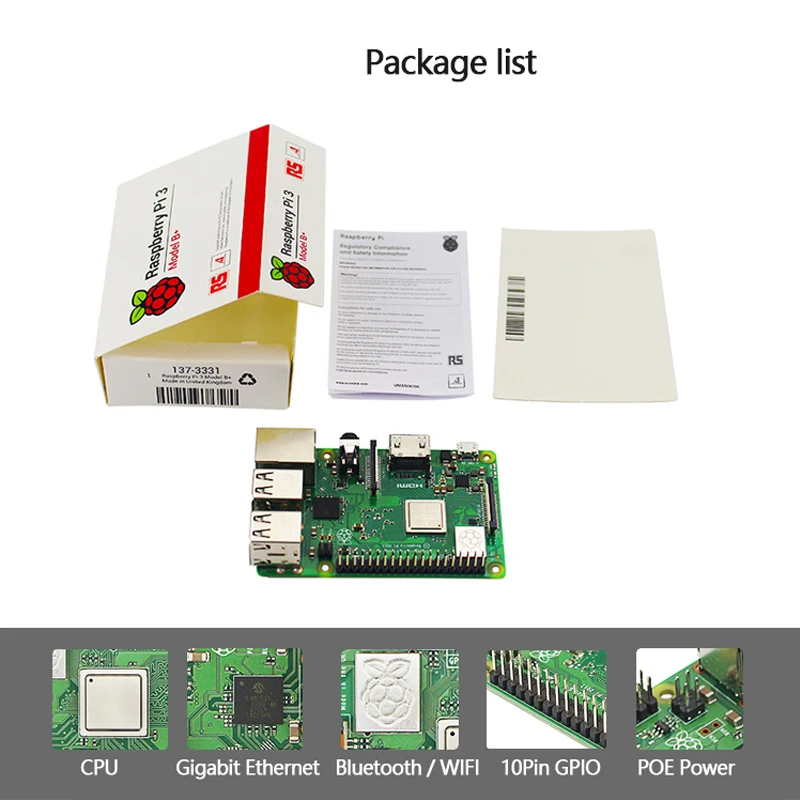 Элемент 14/RS Raspberry Pi 3 Model B+/Модель B материнская плата с WiFi и Bluetooth Raspberry Pi компьютерная плата с аксессуарами