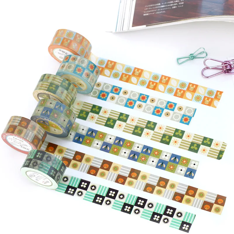 6 шт. элегантный джинсы в стиле пэчворк с рисунком Бумага лента Washi 20 мм Винтаж проверить коллаж изоляционная