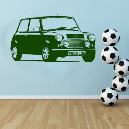 Большой автомобиль Mini Cooper классический настенный стикер для спальни наклейка
